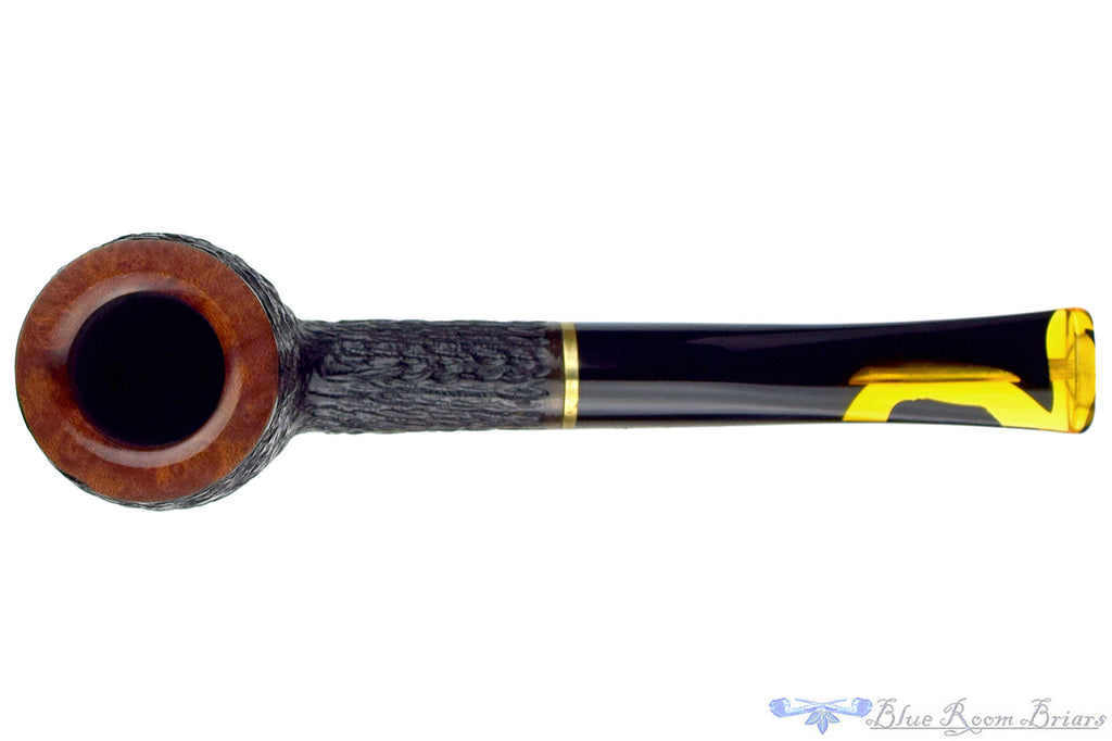 Savinelli Oscar Tiger 104 Rusticated Billiard (6mm Filter) Sitter with Brass Estate Pipe