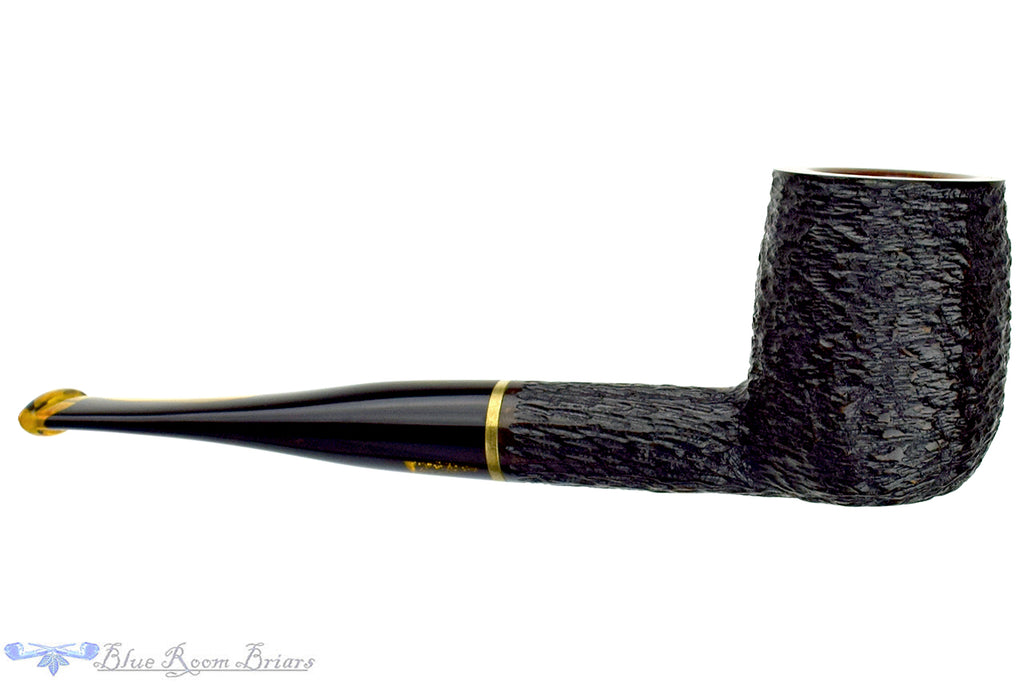 Savinelli Oscar Tiger 104 Rusticated Billiard (6mm Filter) Sitter with Brass Estate Pipe