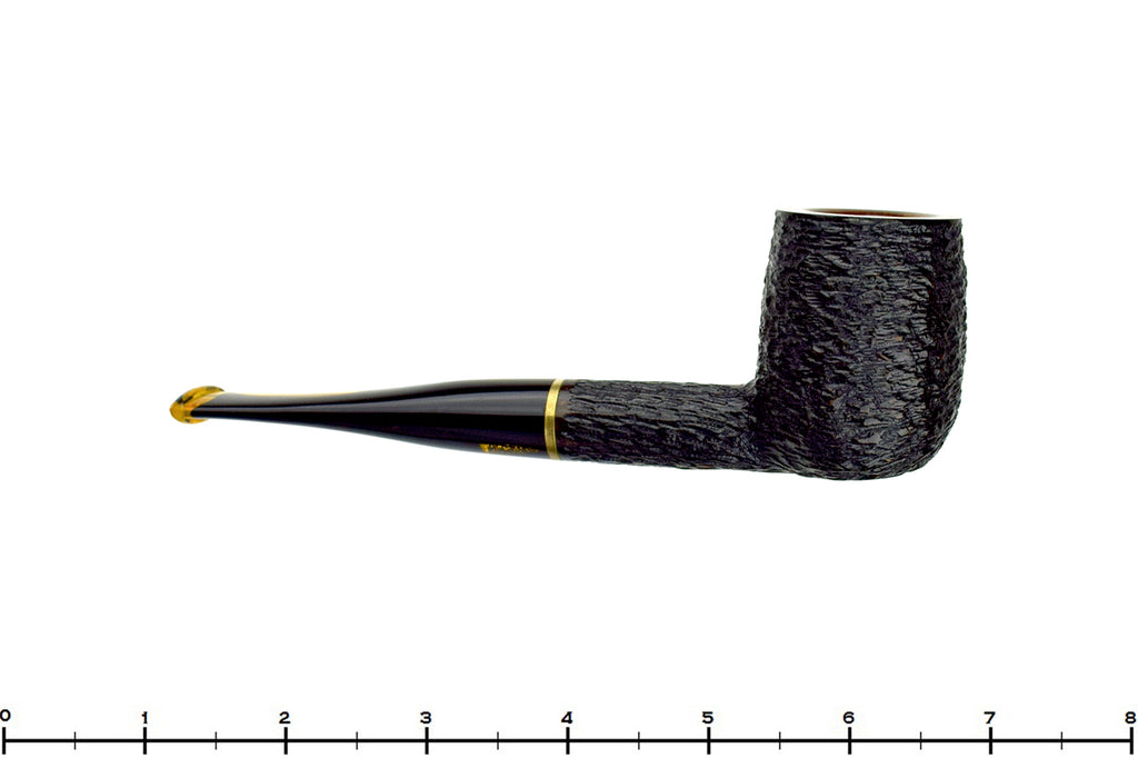 Savinelli Oscar Tiger 104 Rusticated Billiard (6mm Filter) Sitter with Brass Estate Pipe