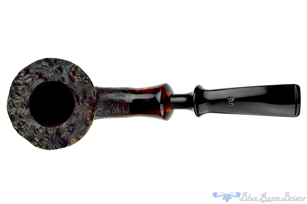 Blue Room Briars is proud to present this Stanwell Antique 63 Bent Partial Blast Freehand with Plateau and Acrylic Ferrule Estate Pipe