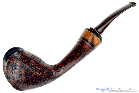 Bruno Nuttens Handmade Pipe Natural Rusticated Billiard with Horn