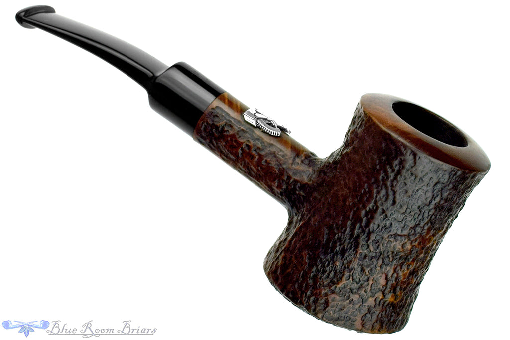 Blue Room Briars is proud to present this Savinelli Leonardo The Bombard Sandblast Cherrywood (6mm Filter) with Silver Estate Pipe and Custom Tamper