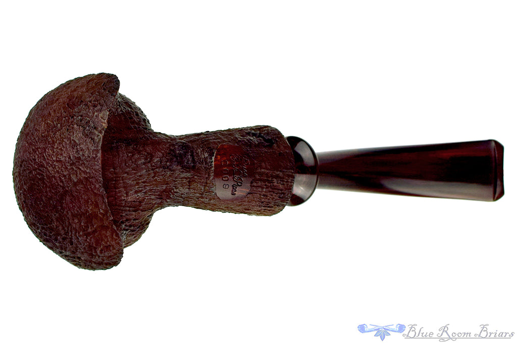 Blue Room Briars is proud to present this Russ Cook (2020 Make) Bent Sandblast Turtle with Brindle Estate Pipe