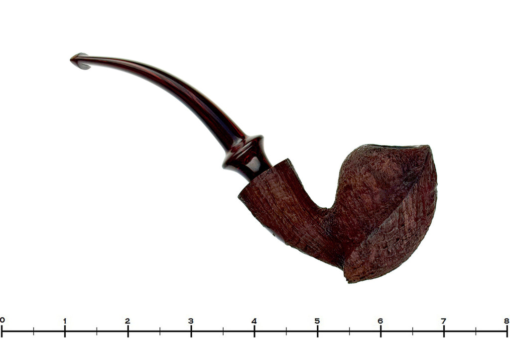 Blue Room Briars is proud to present this Russ Cook (2020 Make) Bent Sandblast Turtle with Brindle Estate Pipe