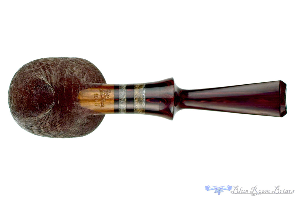 Blue Room Briars is proud to present this Russ Cook (2019 Make) Bent Sandblast Pickaxe with Stone and Brindle Estate Pipe