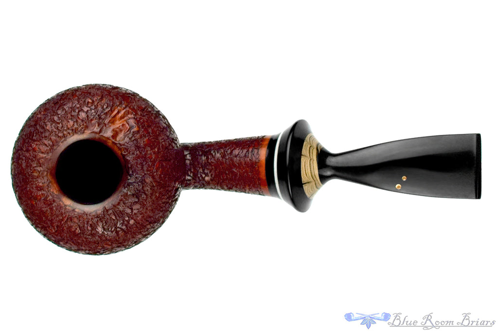 Blue Room Briars is proud to present this Joseph Skoda Cracked Shell (2021 Make) Bent Tomato with Brindle and Acrylic Estate Pipe