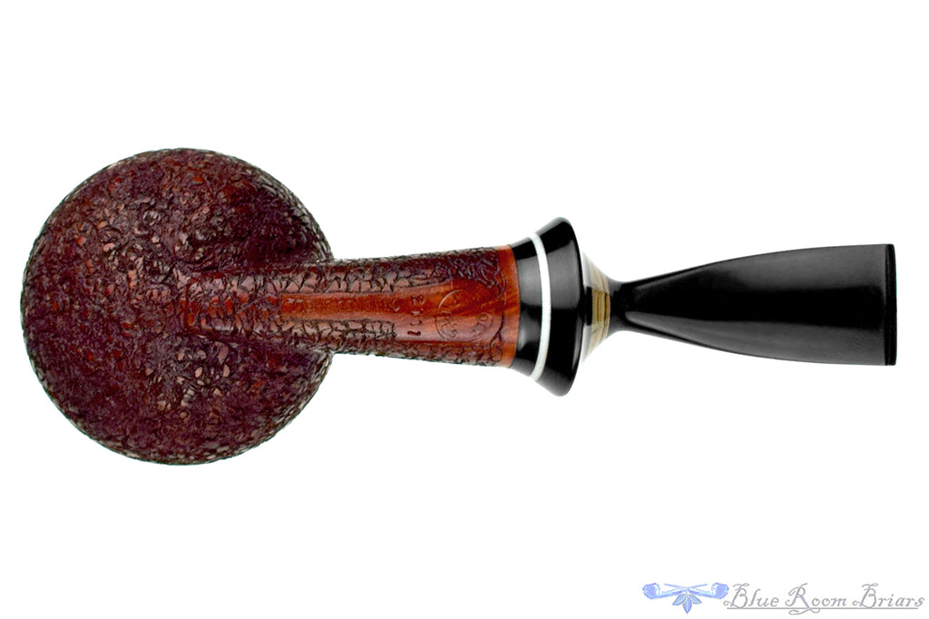 Blue Room Briars is proud to present this Joseph Skoda Cracked Shell (2021 Make) Bent Tomato with Brindle and Acrylic Estate Pipe