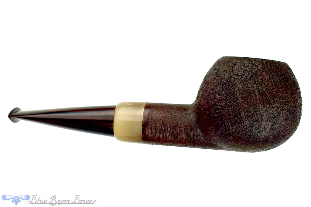 Blue Room Briars is proud to present this Maksim Nazarenko Sandblast Tomato with Horn and Brindle UNSMOKED Estate Pipe