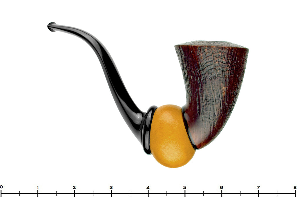 Blue Room Briars is proud to present this Marek Cikl Pipe Bent Sandblast McBash with Calabash Gourd