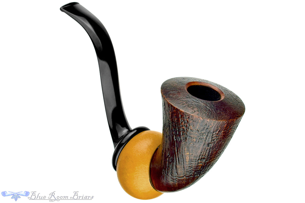 Blue Room Briars is proud to present this Marek Cikl Pipe Bent Sandblast McBash with Calabash Gourd