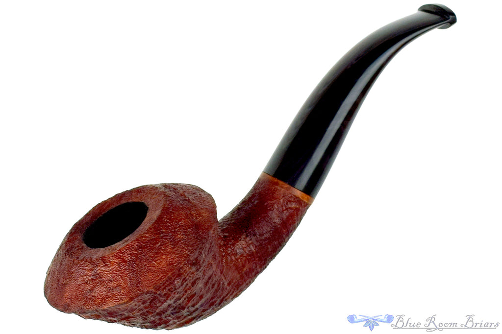 Blue Room Briars is proud to present this Nathan Rose Pipe Bent Sandblast Rhodesian Saucer with Brindle