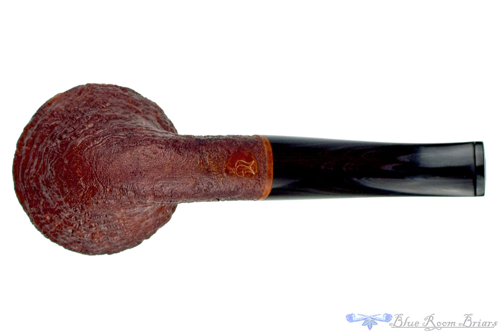 Blue Room Briars is proud to present this Nathan Rose Pipe Bent Sandblast Rhodesian Saucer with Brindle