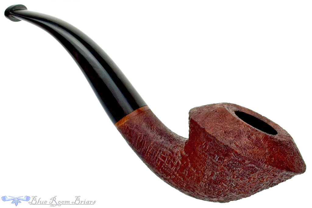 Blue Room Briars is proud to present this Nathan Rose Pipe Bent Sandblast Rhodesian Saucer with Brindle