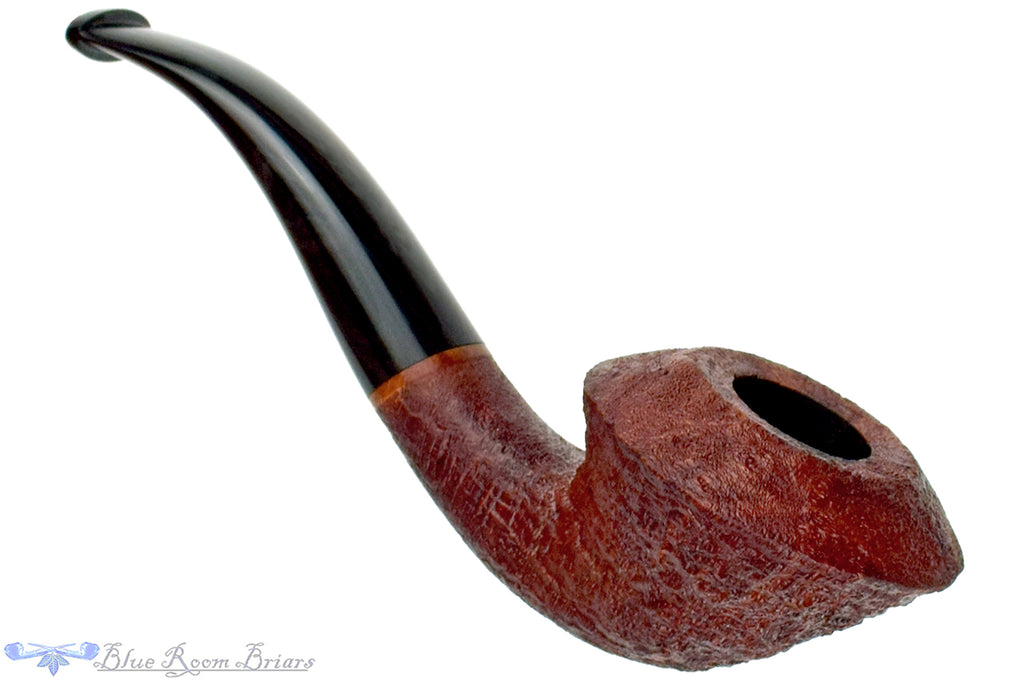 Blue Room Briars is proud to present this Nathan Rose Pipe Bent Sandblast Rhodesian Saucer with Brindle