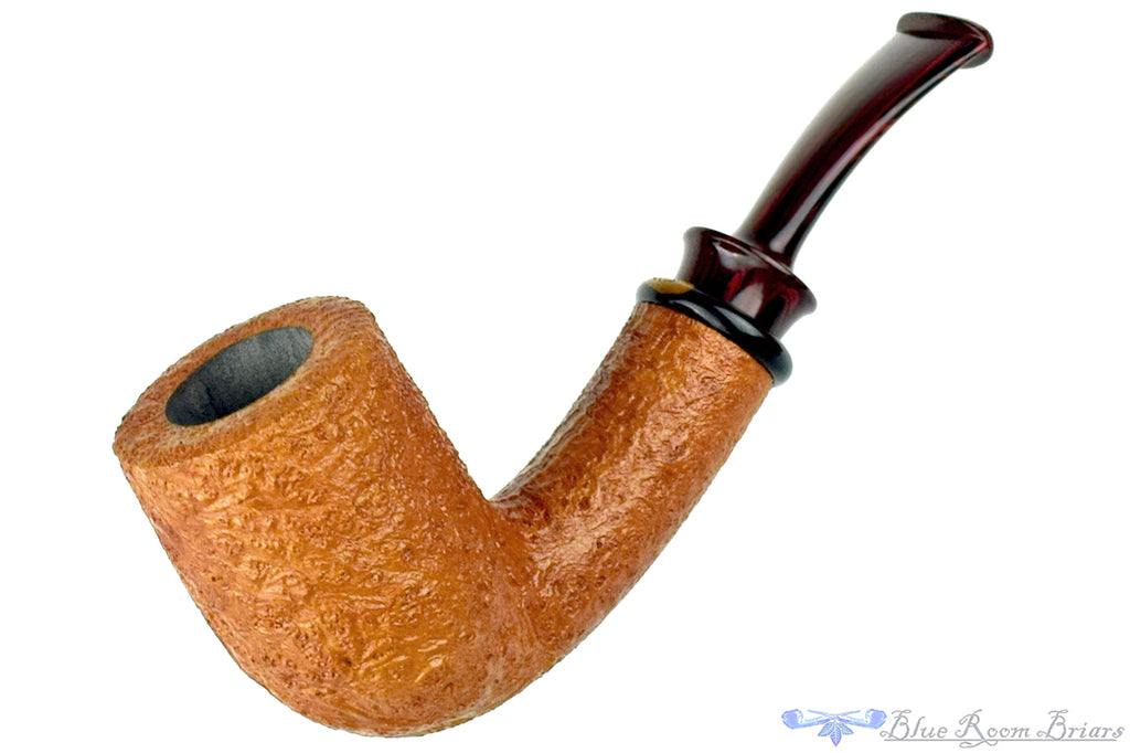 Blue Room Briars is proud to present this Bill Shalosky Pipe 733 Bent Tan Blast Billiard with Brindle and Blackwood