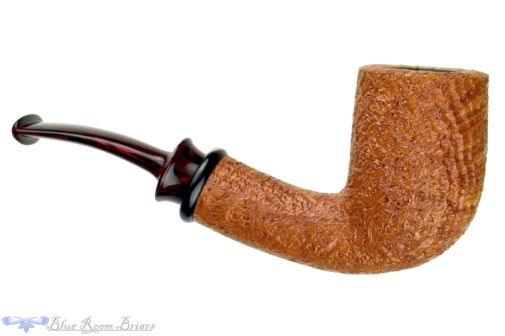 Blue Room Briars is proud to present this Bill Shalosky Pipe 733 Bent Tan Blast Billiard with Brindle and Blackwood