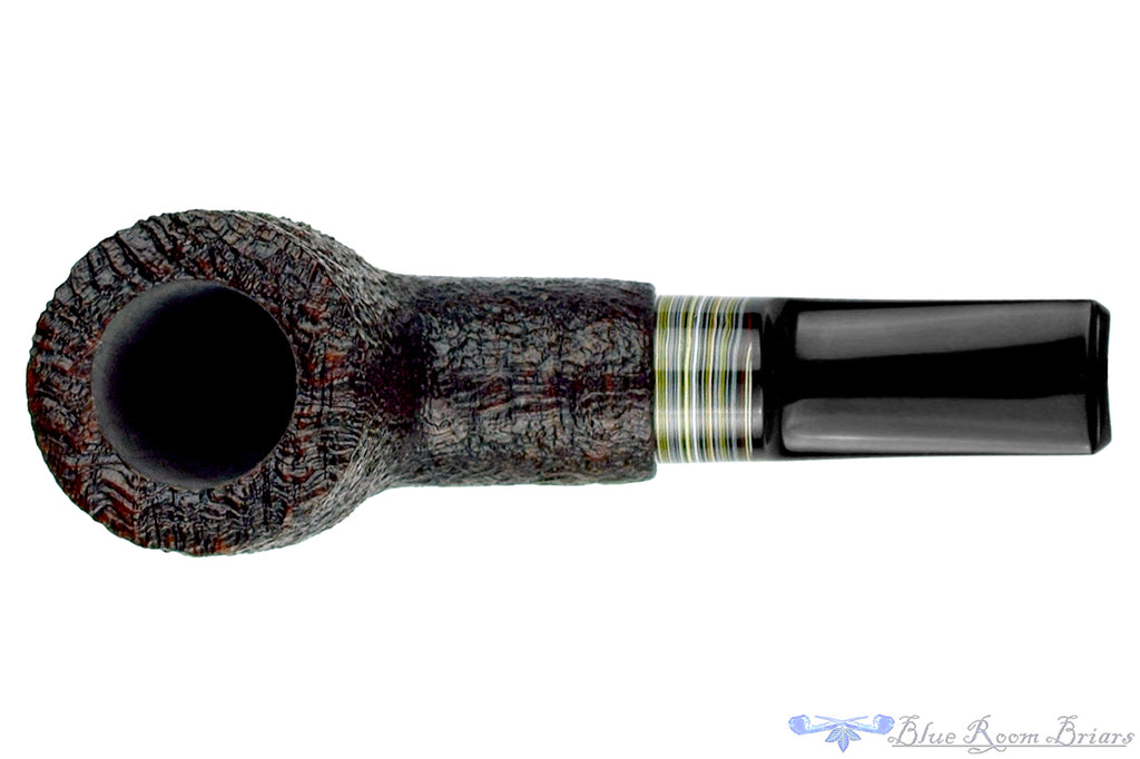 Blue Room Briars is proud to present this Bill Shalosky Pipe 730 Sandblast Billiard with Fordite