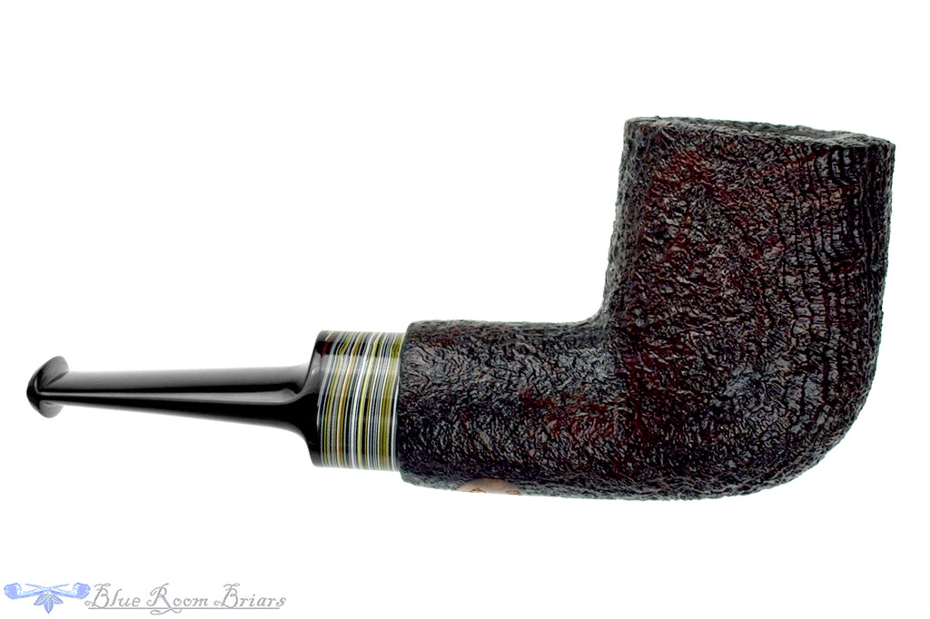 Blue Room Briars is proud to present this Bill Shalosky Pipe 730 Sandblast Billiard with Fordite