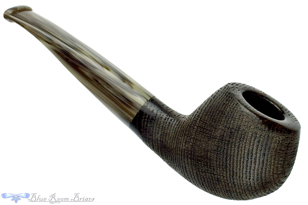 Blue Room Briars is proud to present this Ron Smith Pipe Bent Sandblast Morta Tomato with Acrylic