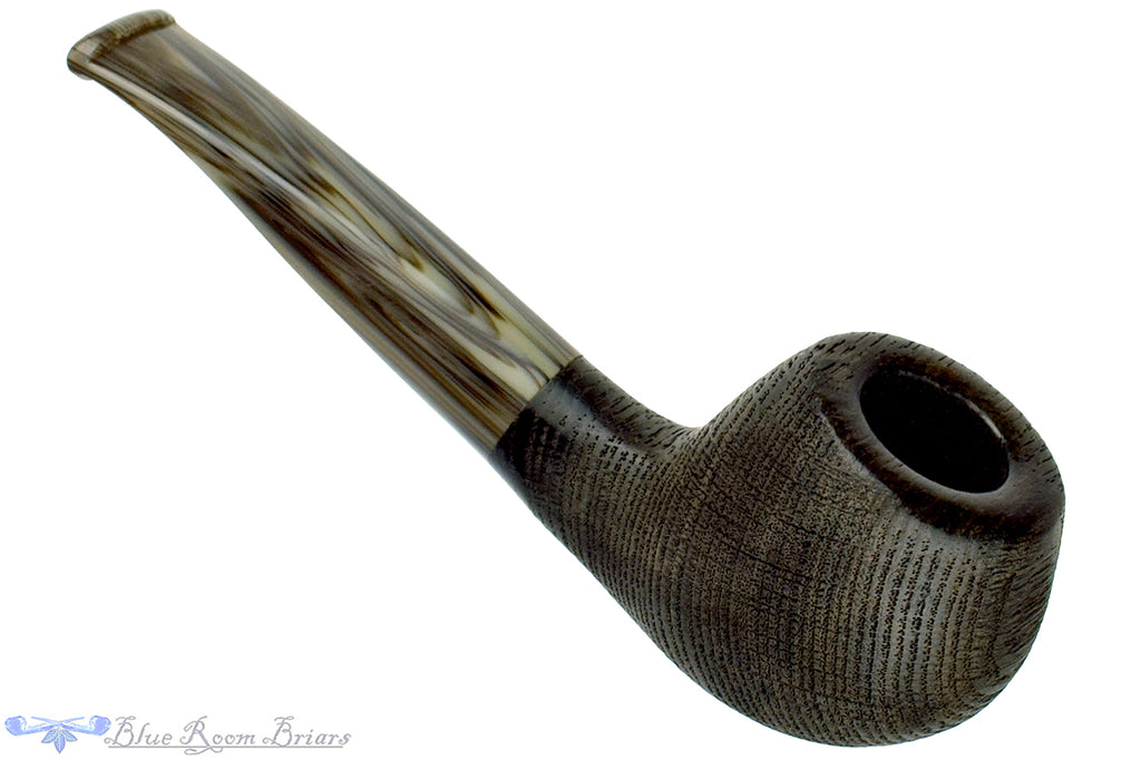 Blue Room Briars is proud to present this Ron Smith Pipe Bent Sandblast Morta Tomato with Acrylic