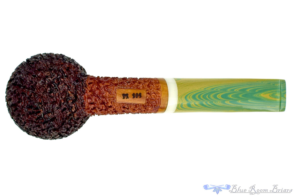 Blue Room Briars is proud to present this Dr. Bob Pipe Bent Rusticated Egg with Brindle and Acrylic