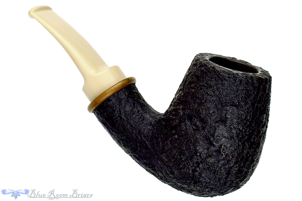 Blue Room Briars is proud to present this BriarWorks Handmade Bent Sandblast Billiard with Cocobola and Juma Stem Estate Pipe