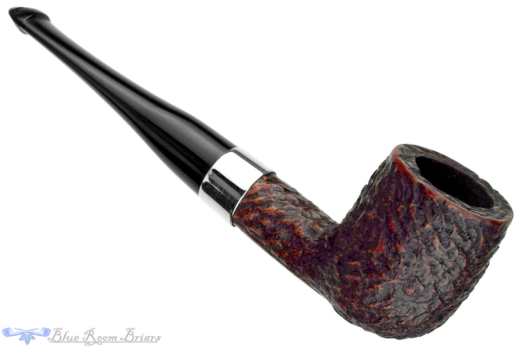 Blue Room Briars is proud to present this Peterson Donegal Rocky X105 Rusticated Billiard with Nickel and P-Lip Estate Pipe