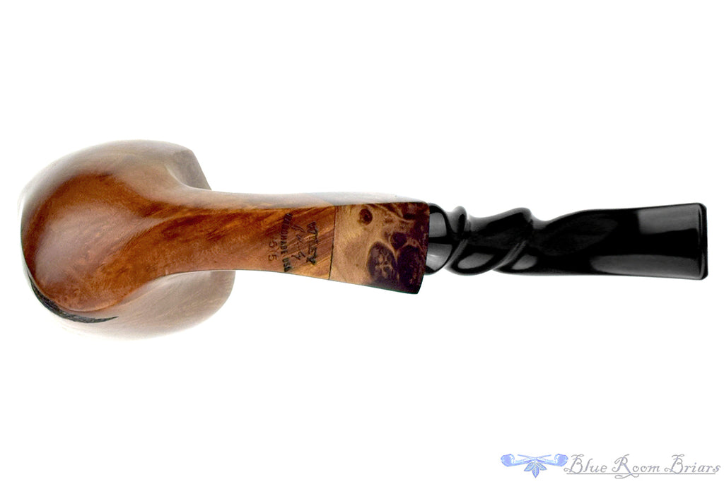 Blue Room Briars is proud to present this Randy Wiley 55 Bent Spot Carved Freehand with Wood Burl and Plateau Estate Pipe