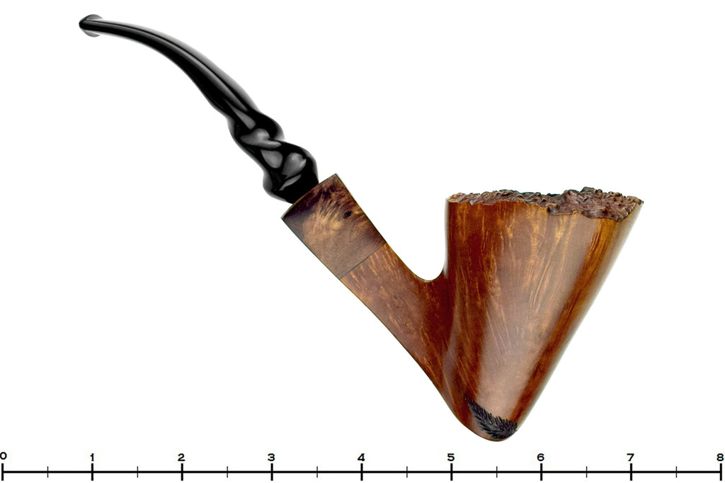 Blue Room Briars is proud to present this Randy Wiley 55 Bent Spot Carved Freehand with Wood Burl and Plateau Estate Pipe