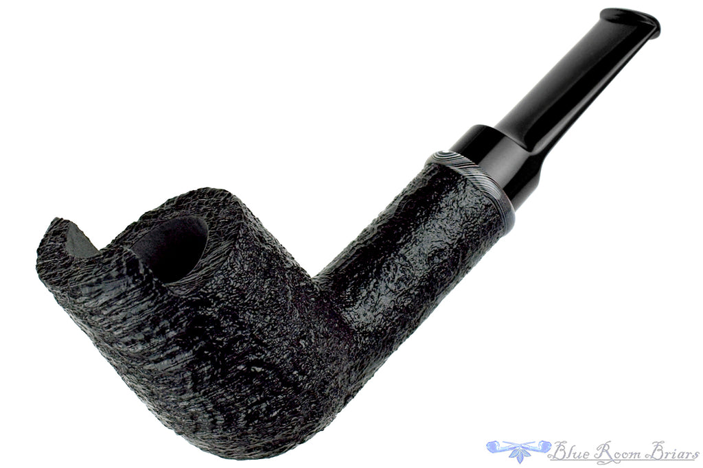 Blue Room Briars is proud to present this Bill Shalosky Pipe 752 Black Blast Windscreen Billiard with Fordite