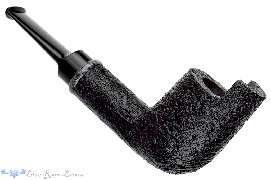 Blue Room Briars is proud to present this Bill Shalosky Pipe 752 Black Blast Windscreen Billiard with Fordite