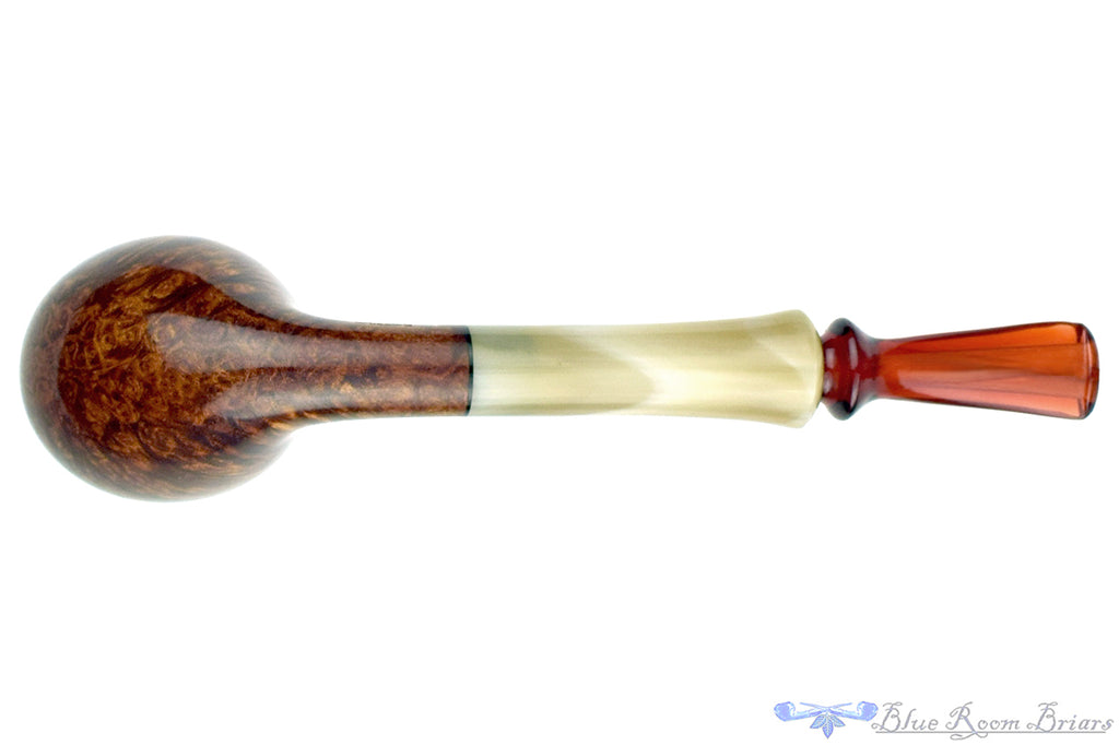 Blue Room Briars is proud to present this Chris Morgan Pipe High-Contrast Pear with Horn and Amberite