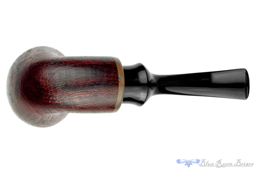 Blue Room Briars is proud to present this Chris Morgan Pipe Bent Satin Blast Reverse Calabash with Brindle