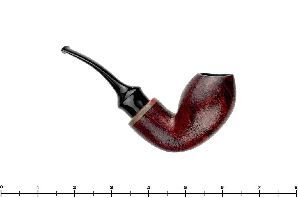 Blue Room Briars is proud to present this Chris Morgan Pipe Bent Satin Blast Reverse Calabash with Brindle