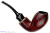 Blue Room Briars is proud to present this Chris Morgan Pipe Bent Satin Blast Reverse Calabash with Brindle