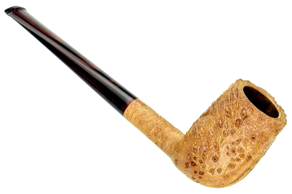 Blue Room Briars is proud to present this Yorgos Mitakidis Pipe 622 Strawberry Wood Tall Sandblast Billiard with Brindle