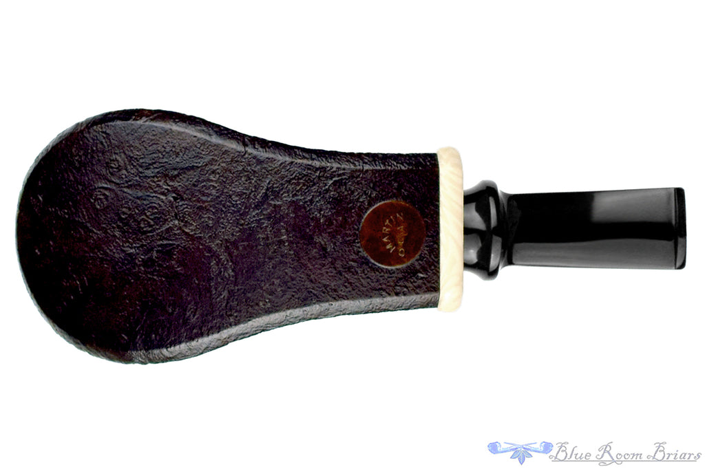 Blue Room Briars is proud to present this C. Martin Pipe by Chris Mattioda Bent Sandblast Volcano Sitter with Ivorite