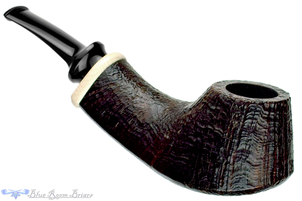 Blue Room Briars is proud to present this C. Martin Pipe by Chris Mattioda Bent Sandblast Volcano Sitter with Ivorite