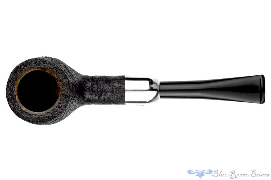 Blue Room Briars is proud to present this Jerry Crawford Pipe Black Blast Billiard with Silver and Military Mount