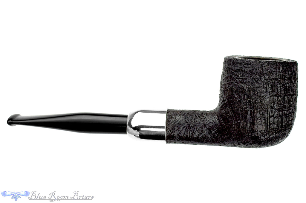 Blue Room Briars is proud to present this Jerry Crawford Pipe Black Blast Billiard with Silver and Military Mount