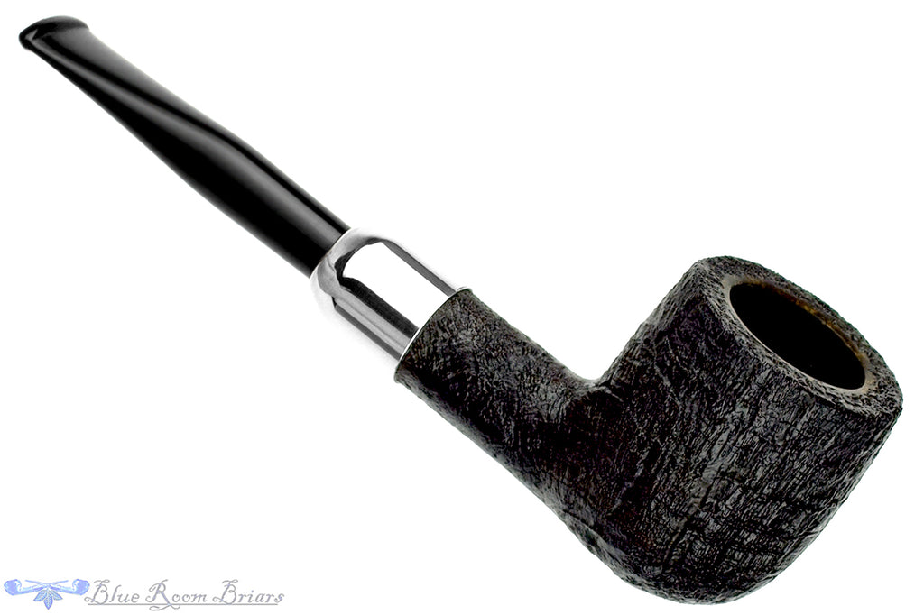 Blue Room Briars is proud to present this Jerry Crawford Pipe Black Blast Billiard with Silver and Military Mount