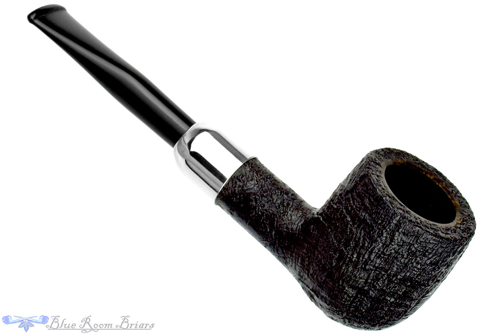 Blue Room Briars is proud to present this Jerry Crawford Pipe Black Blast Billiard with Silver and Military Mount