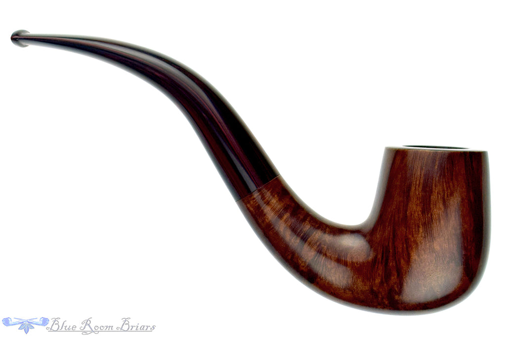 Blue Room Briars is proud to present this Jerry Crawford Pipe Bent Billiard with Brindle