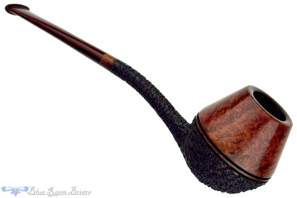 Cardinal House Morton C21 Bent Partial Rusticated Rhodesian with Brindle Estate Pipe