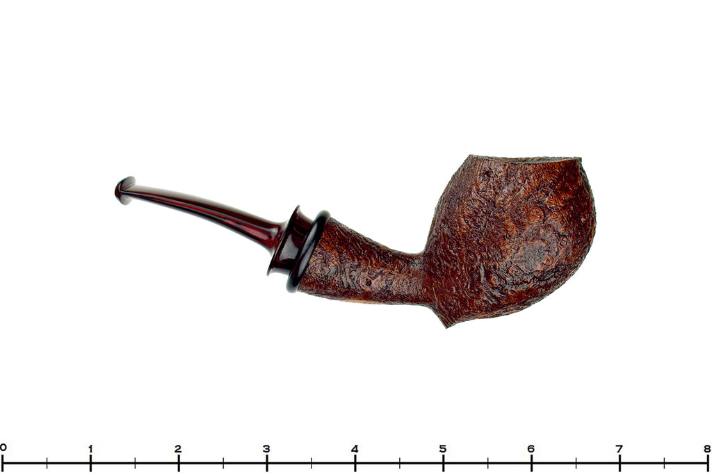 Blue Room Briars is proud to present this Bill Shalosky Pipe 781 Bent Sandblast Acorn with Gaboon Ebony and Brindle