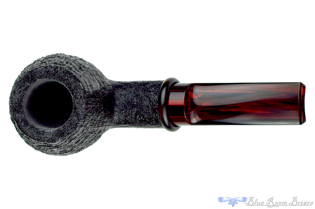 Blue Room Briars is proud to present this Bill Shalosky Pipe 782 Bent Black Blast Billiard with Guinea Ebony and Brindle