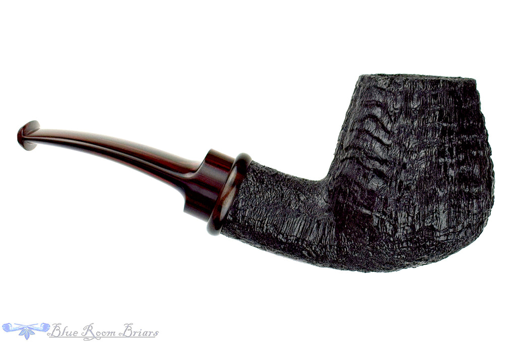 Blue Room Briars is proud to present this Bill Shalosky Pipe 782 Bent Black Blast Billiard with Guinea Ebony and Brindle