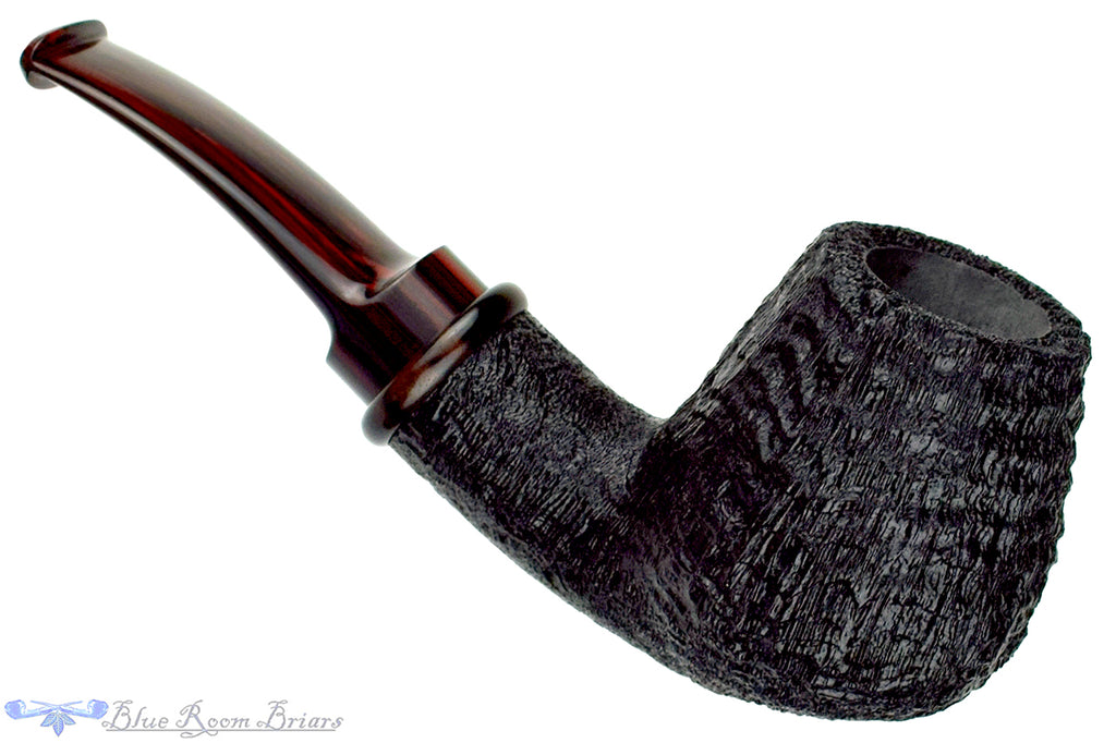 Blue Room Briars is proud to present this Bill Shalosky Pipe 782 Bent Black Blast Billiard with Guinea Ebony and Brindle