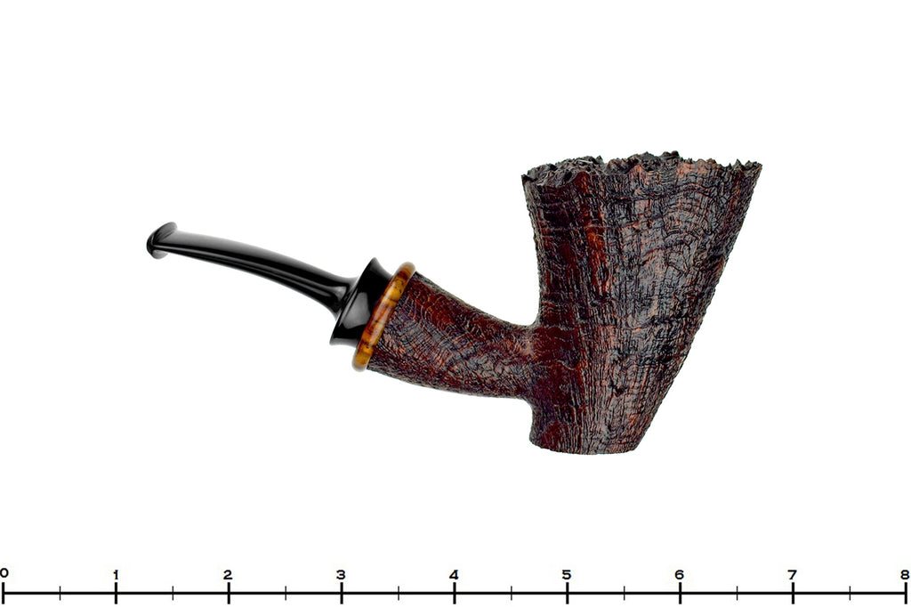 Blue Room Briars is proud to present this Bill Shalosky Pipe 780 Bent Ring Blast Cherrywood Sitter with Plateau and Cocobolo