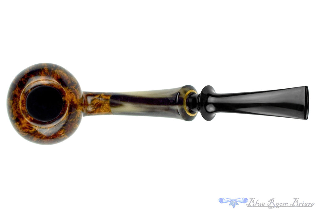 Blue Room Briars is proud to present this George Boyadjiev Pipe 824 Grade A Bent Acorn with Buffalo Horn Shank